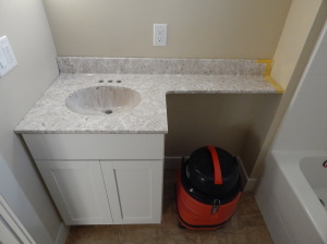 Banjo top in the Guest Bathroom to maximize counter space.